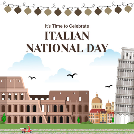 Plantilla de diseño de Arquitectura antigua en el día nacional italiano Instagram 