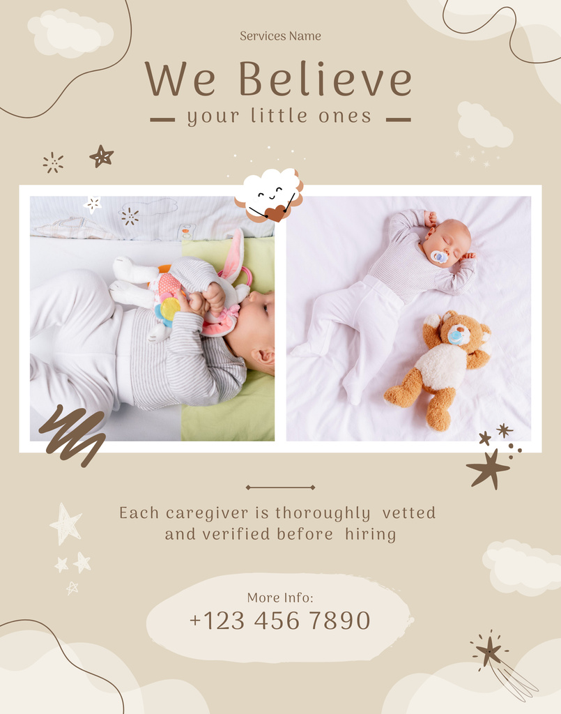 Collage of Newborn Baby Sleeping in Crib Poster 22x28in Design Template