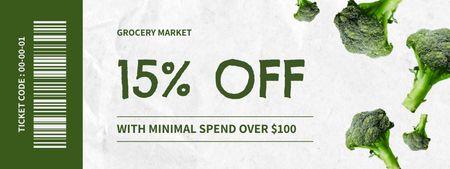 Grocery Store Advertisement with Fresh Broccoli Coupon Design Template