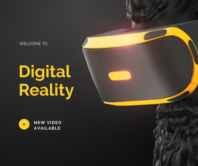 Digital Reality Ad with Antique Statue in VR glasses Facebook Šablona návrhu