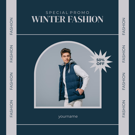 Modèle de visuel Promotion spéciale des soldes d'hiver pour hommes - Instagram