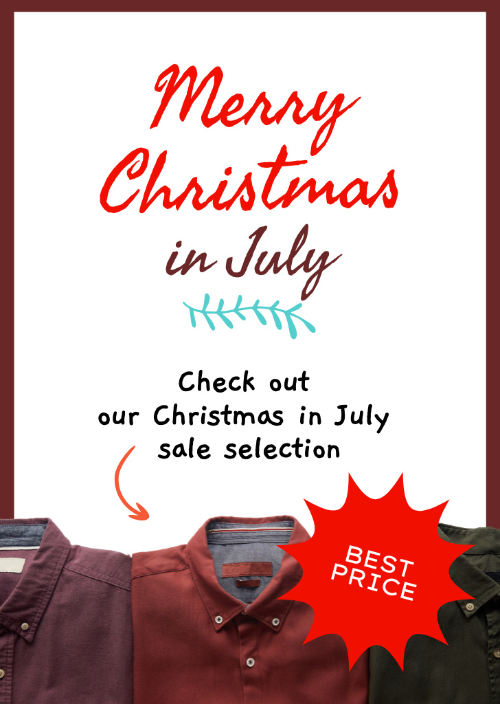 Shirt Christmas Sale In July Flyer A6 Πρότυπο σχεδίασης