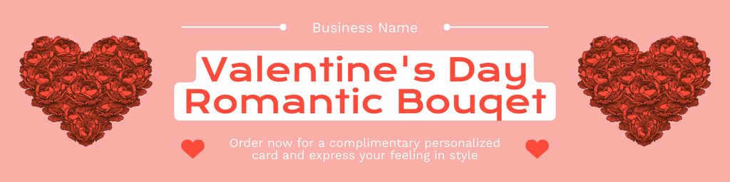 Valentine's Day Romantic Bouquet Twitter Šablona návrhu