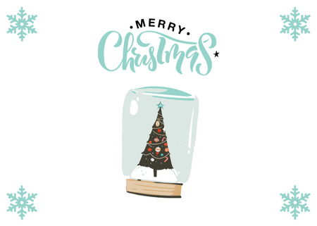 Christmas Wishes with Decorated Tree in Glass Postcard 5x7in Design Template