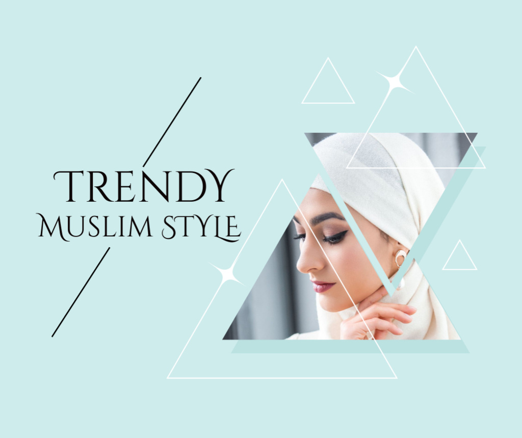 Muslim Fashion Ad with Beautiful Woman Facebook Design Template