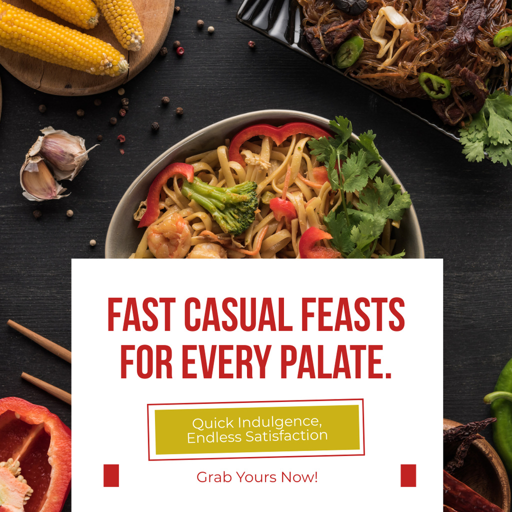 Feast at Fast Casual Restaurant Instagram Design Template
