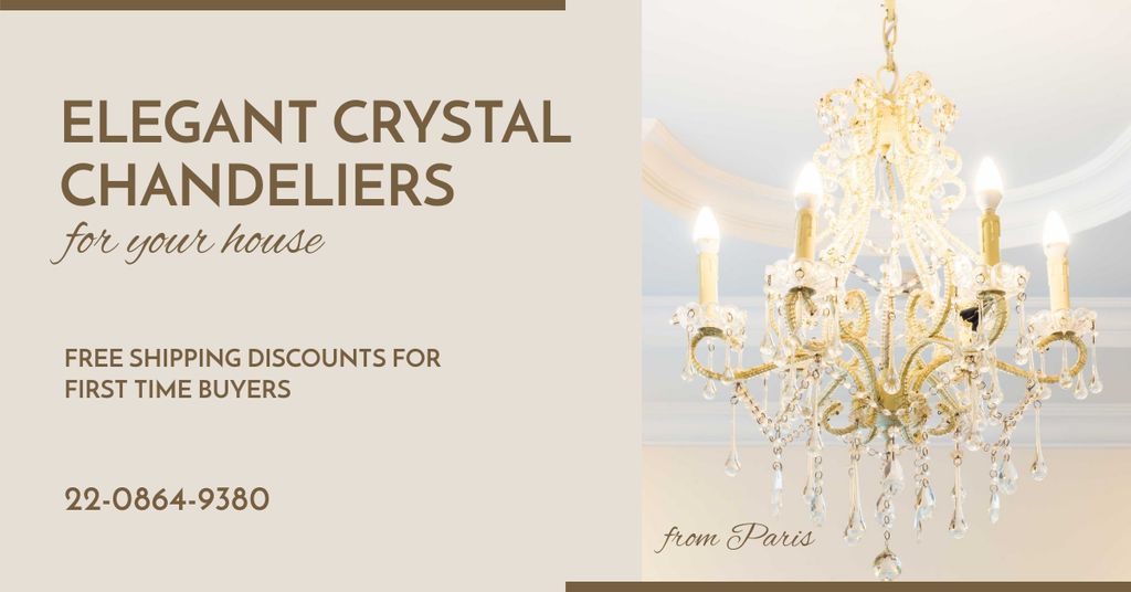 Elegant crystal chandeliers shop Facebook AD Tasarım Şablonu