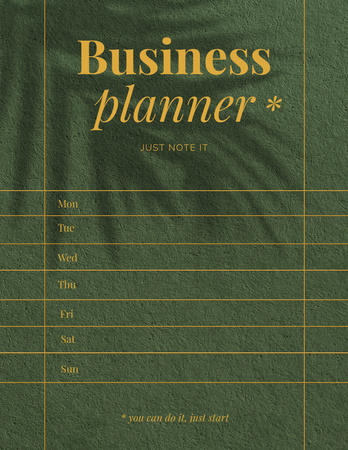 Щотижневий бізнес-планувальник із тінню пальмових гілок Notepad 8.5x11in – шаблон для дизайну