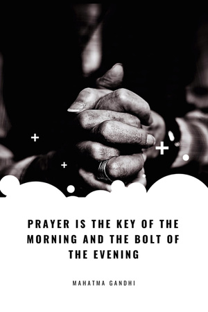 Hands Clasped In Religious Prayer with Phrase Postcard 4x6in Vertical Design Template