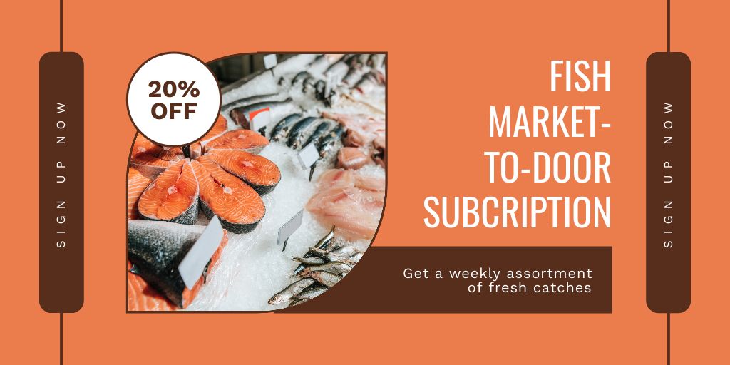 Offer of Fish Market-To-Door-Subscription Twitter tervezősablon