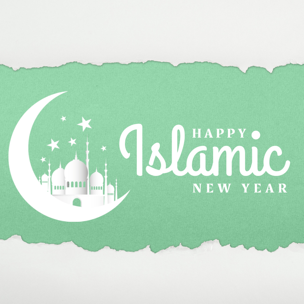 Ontwerpsjabloon van Instagram van Moon and Mosque for Islamic New Year Greeting
