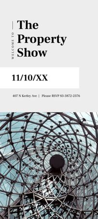 Anúncio do Modern Property Show com cúpula de vidro Invitation 9.5x21cm Modelo de Design