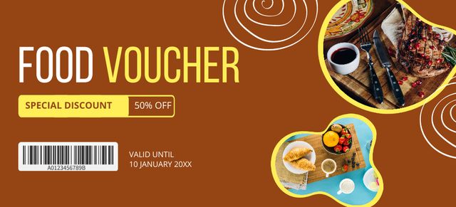 Special Food Voucher Coupon 3.75x8.25in Design Template