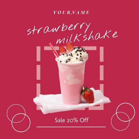 Offer of Sweet Strawberry Milkshake Instagram Tasarım Şablonu