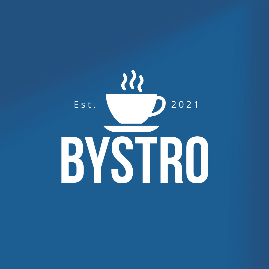 Coffee Shop Emblem on Blue Logo Design Template