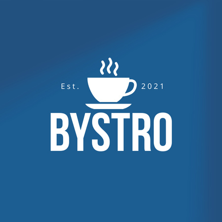 Coffee Shop Emblem on Blue Logo Design Template