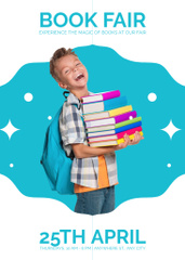 Book Fair Ad with Boy holding Books