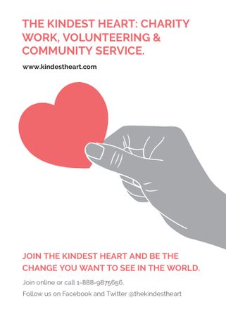 Charity event Hand holding Heart in Red Invitation Modelo de Design
