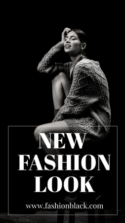 Designvorlage Fashion Black and White Look with Woman für Instagram Story