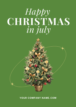 Christmas in July Congrats With Decorated Fir Tree Flyer A4 Design Template