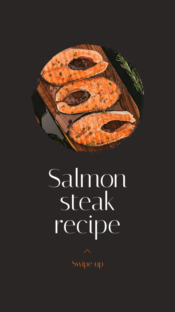 Seafood Offer raw Salmon piece Instagram Story Design Template
