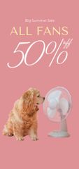 Home Appliances Offer with Cute Dog Near Electric Fan