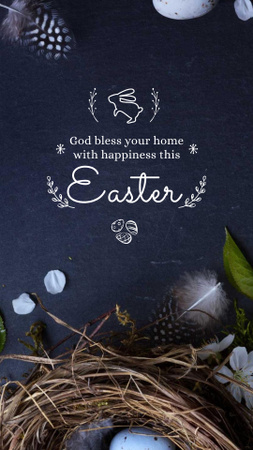 Easter Greeting with nest and eggs Instagram Video Story tervezősablon