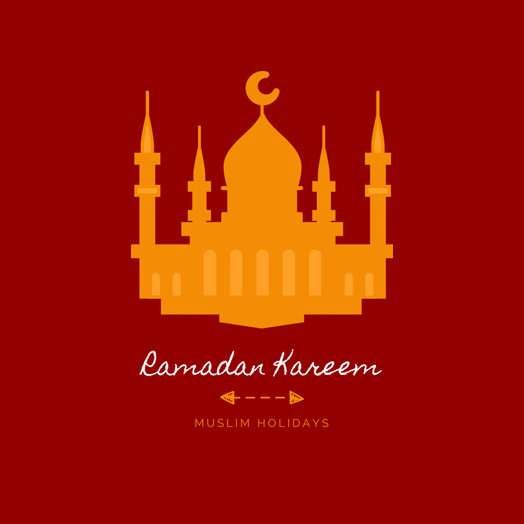 Platilla de diseño Congratulations on Ramadan on Red Instagram