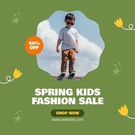 Fashion Spring Sale for Kids Animated Post Design Template