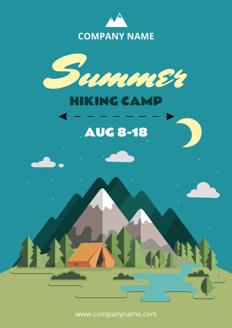 Summer Hiking Camp Invitation Poster A3 Tasarım Şablonu