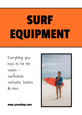 Ad of Surf Equipment Offer Postcard A6 Vertical Design Template
