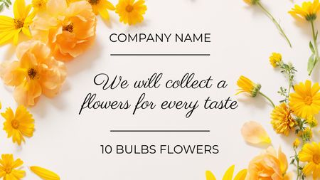 Ontwerpsjabloon van Label 3.5x2in van Aanbieding bloemistservices met gele bloemen
