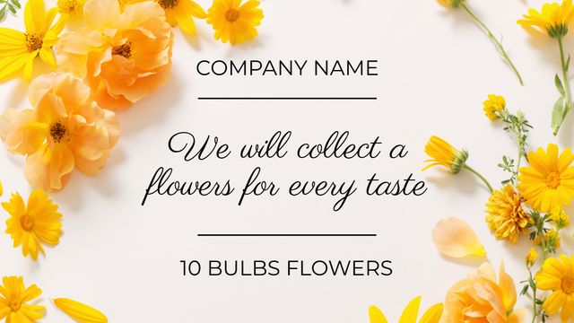 Florist Services Offer with Yellow Flowers Label 3.5x2in Tasarım Şablonu
