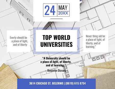 Universities Guide with Sheets with Drawings Flyer 8.5x11in Horizontal Design Template