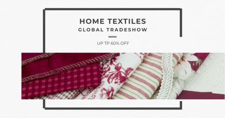 Home Textiles Event Announcement in Red Facebook AD Design Template