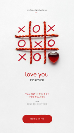 Valentine's Day Card with Tic-tac-toe game Instagram Story Design Template