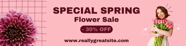 Designvorlage Spring Flower Sale Announcement für Twitter