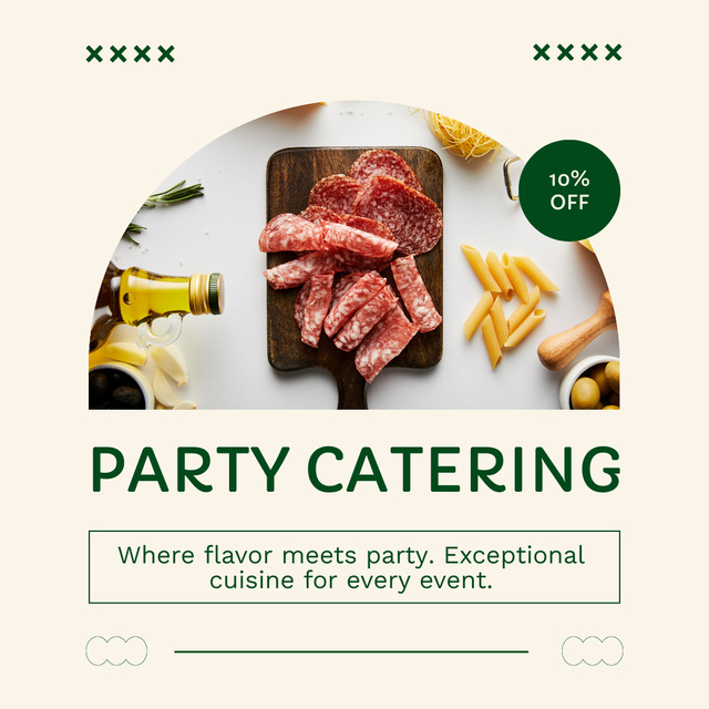 Party Catering Services with Delicious Meat Instagram ADデザインテンプレート