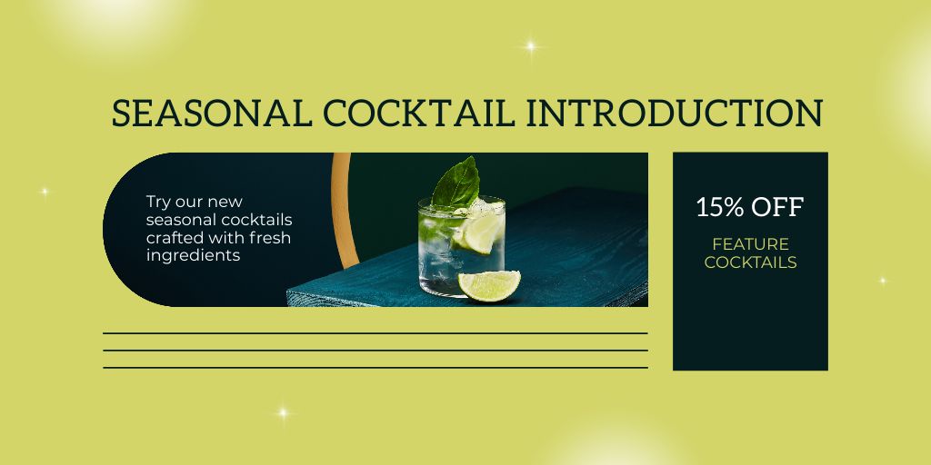 Designvorlage Nice Discount on Your Next Cocktail at Bar für Twitter