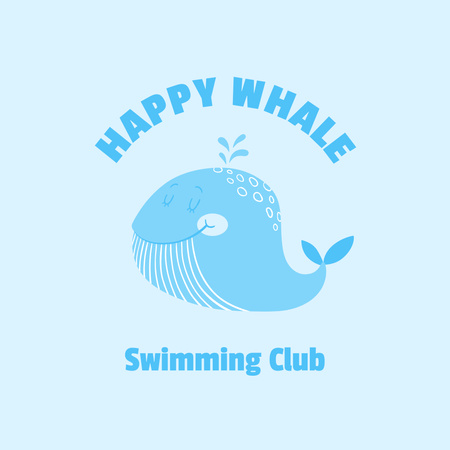 Swimming Club Ads with Cute Whale Logo Design Template