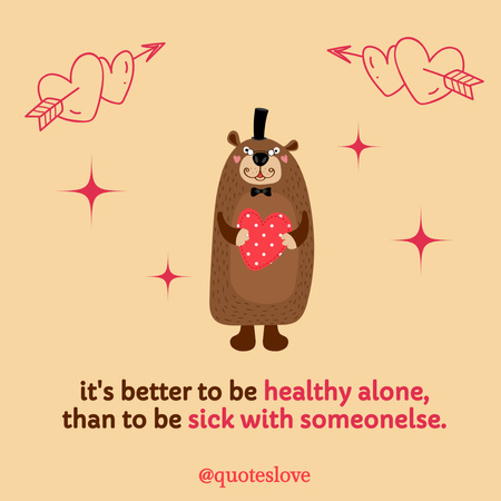 Забавный медведь для мудрой цитаты Instagram – шаблон для дизайна