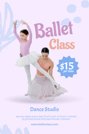 Designvorlage Kleines Mädchen mit Lehrerin im Ballettunterricht für Pinterest