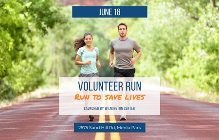 Announcement Of Volunteer Run In Summer Invitation 4.6x7.2in Horizontalデザインテンプレート