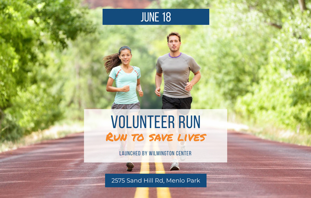 Announcement Of Volunteer Run In Summer Invitation 4.6x7.2in Horizontal – шаблон для дизайна
