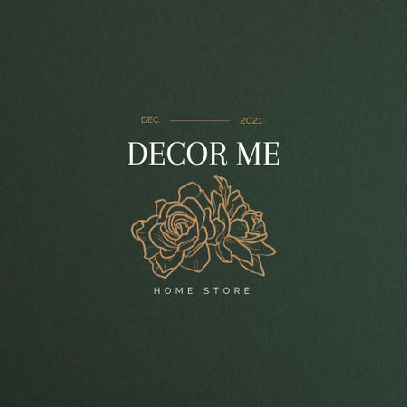 Home Decor Offer with Flower Illustration Logo Design Template