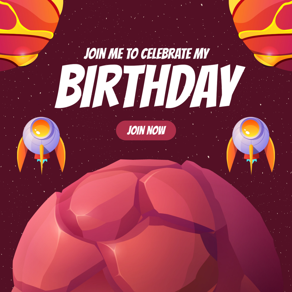 Join To Celebrate Birthday In Outer Space Style Instagram tervezősablon