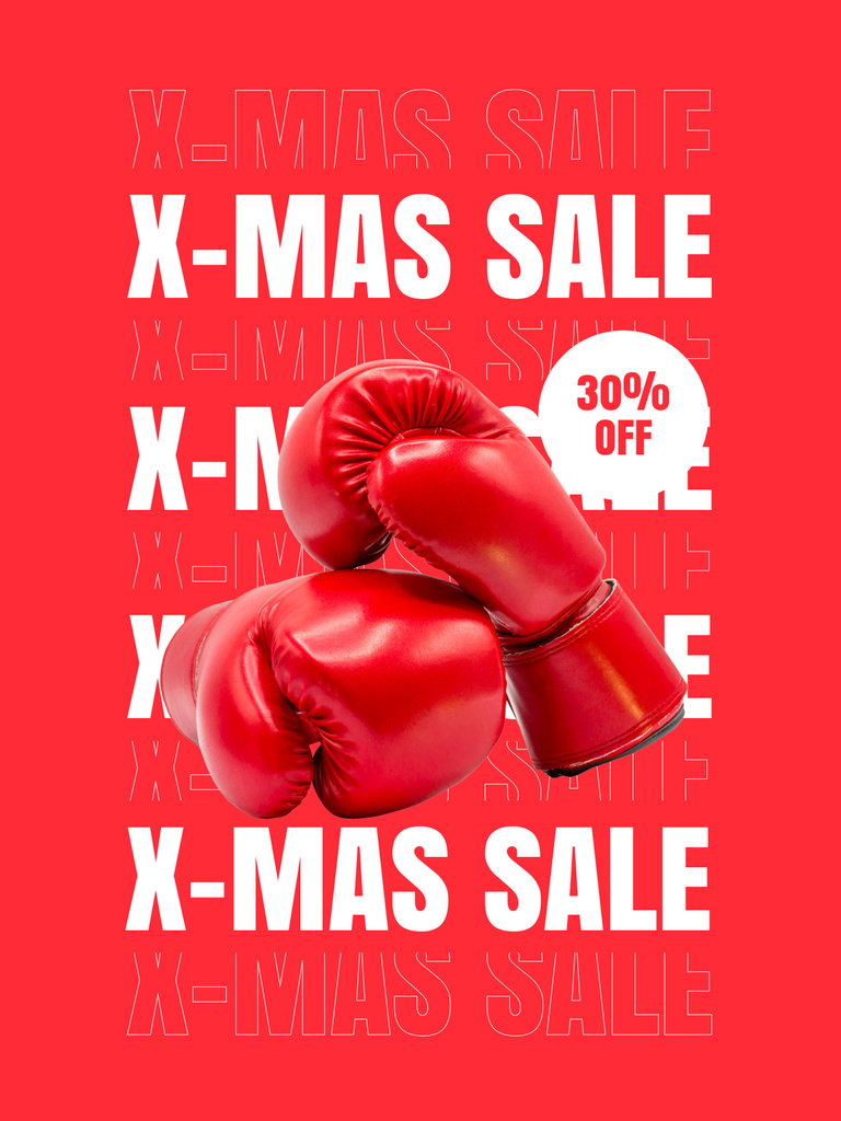 Christmas Sale of Boxing Gloves Poster USデザインテンプレート