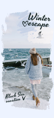 Girl in Chunky Sweater by the Sea Snapchat Geofilter Design Template