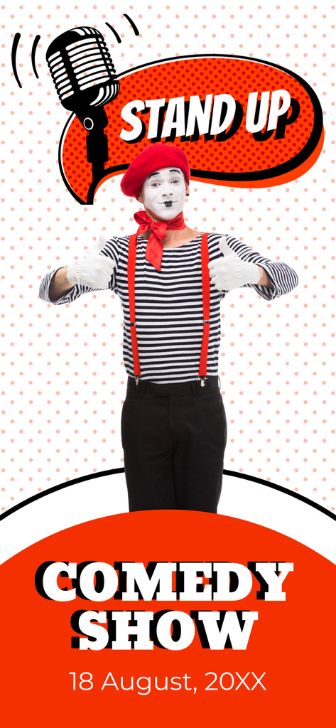 Stand-up Show Ad with Mime and Microphone Snapchat Moment Filter Πρότυπο σχεδίασης