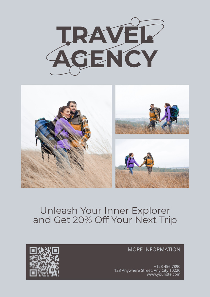 Collage of Travel to Wilderness on Grey Poster Design Template